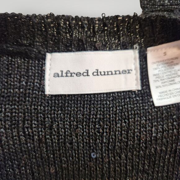 Alfred Dunner Women's S Embellish Black White Two-fer 3/4 Sleeve Sweater - Picture 3 of 15